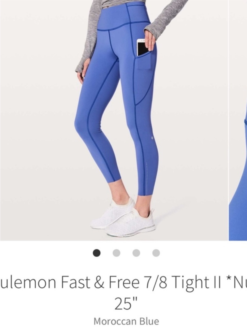 Lululemon Fast And Free 7/8 Tights II * Nulux 25" Moroccan Blue Sz 6 Rare